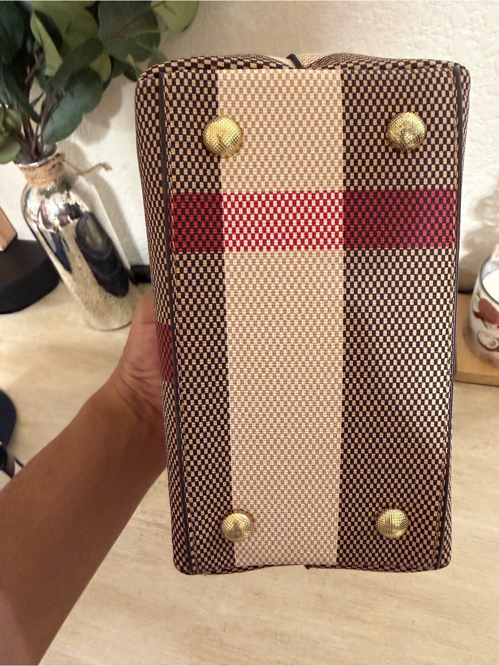 Small Check Canvas Tote - Picture 4 of 4
